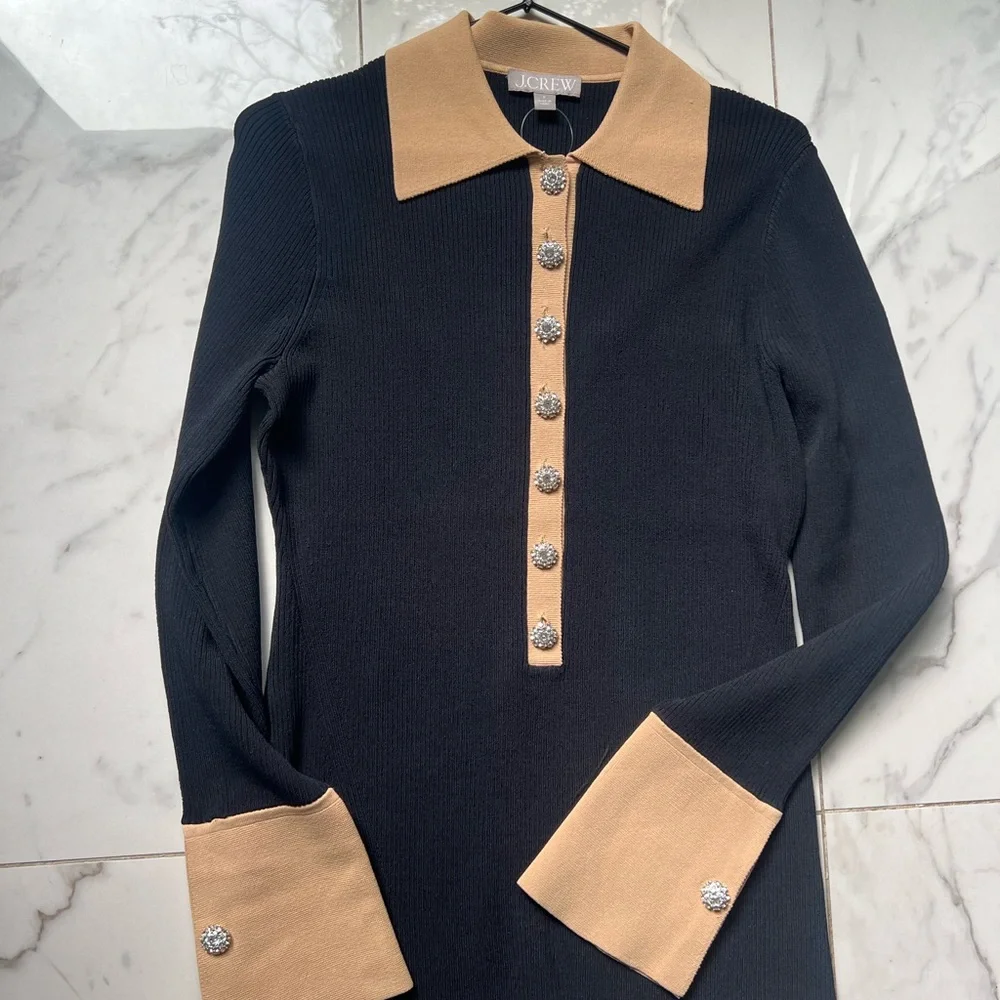J Crew - Ribbed polo sweater-dress with jewel buttons - Picture 5 of 10